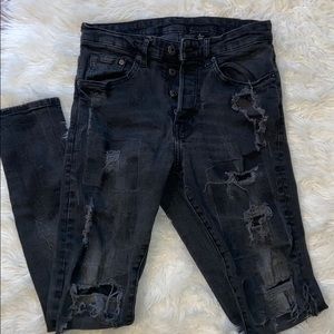 washed black distressed H&M jeans